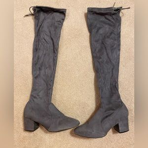 Suede thigh high boots